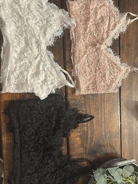 Lace Bralette Trio - White, Blush, Black